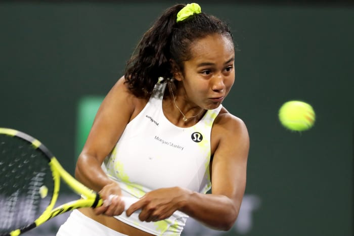 Leylah Fernandez wears Lululemon at the BNP Paribas Open.